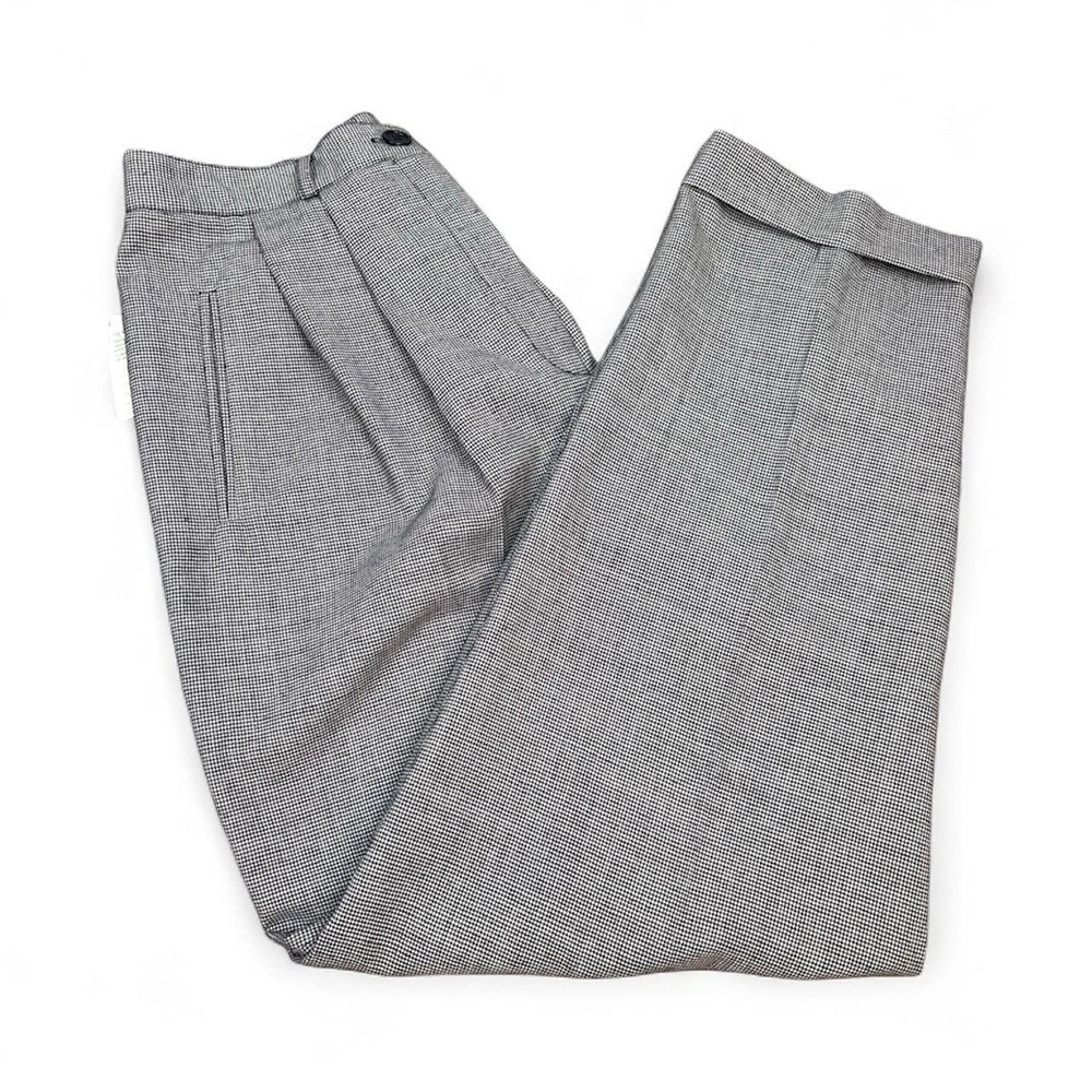 Vtg Y2k Pants Trousers Wool Blend Pleated Houndstooth Size 14 Heritage Prep Cuff